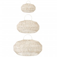 HANGING LAMP RATTAN WHITE SET OF 3 JOY 